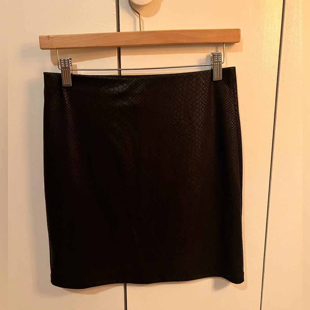 Black Snake Print Mini Skirt